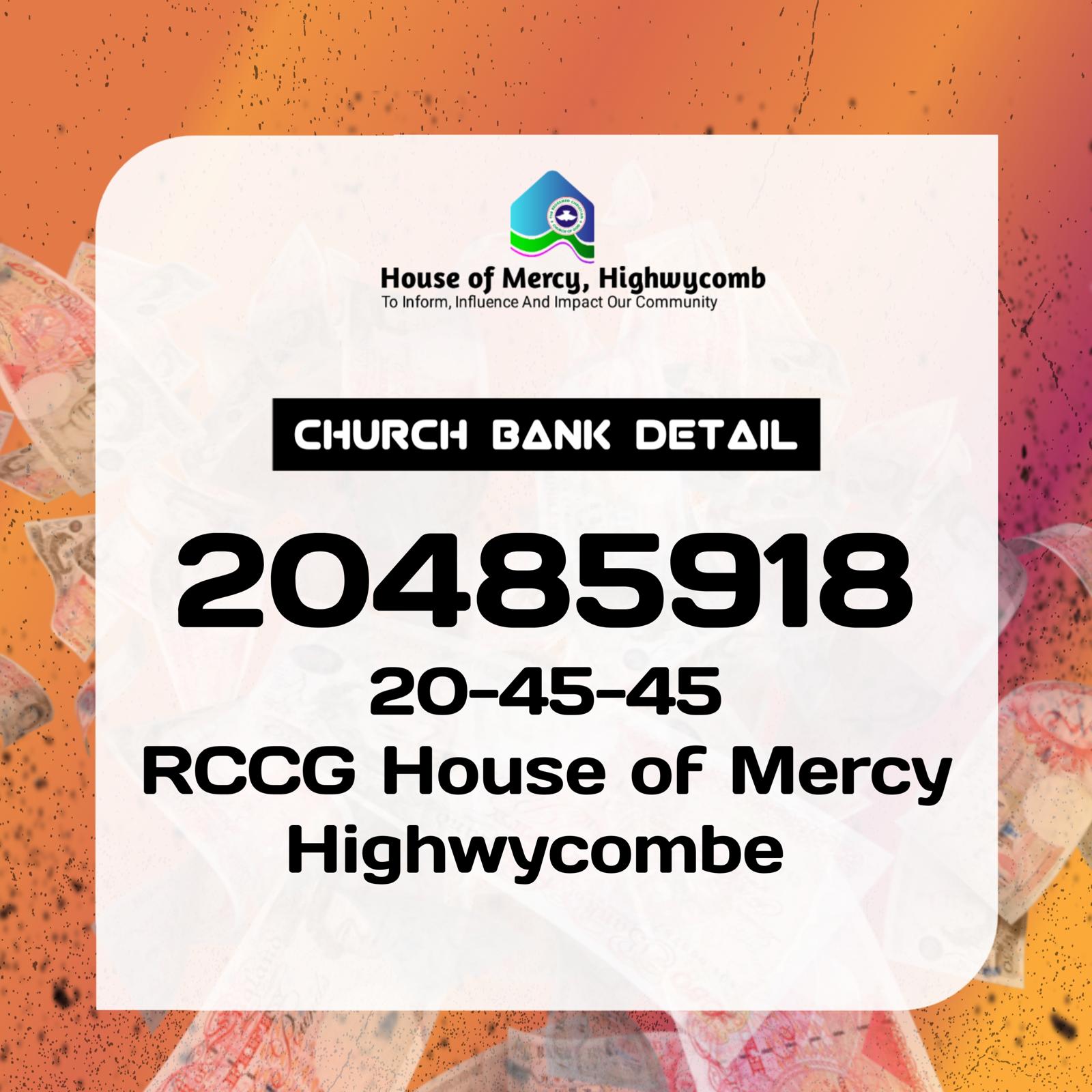 Church Bank Details